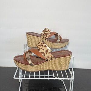 Sam Edelman Gael Leopard Animal Print Wedge Sandals Size 6.5